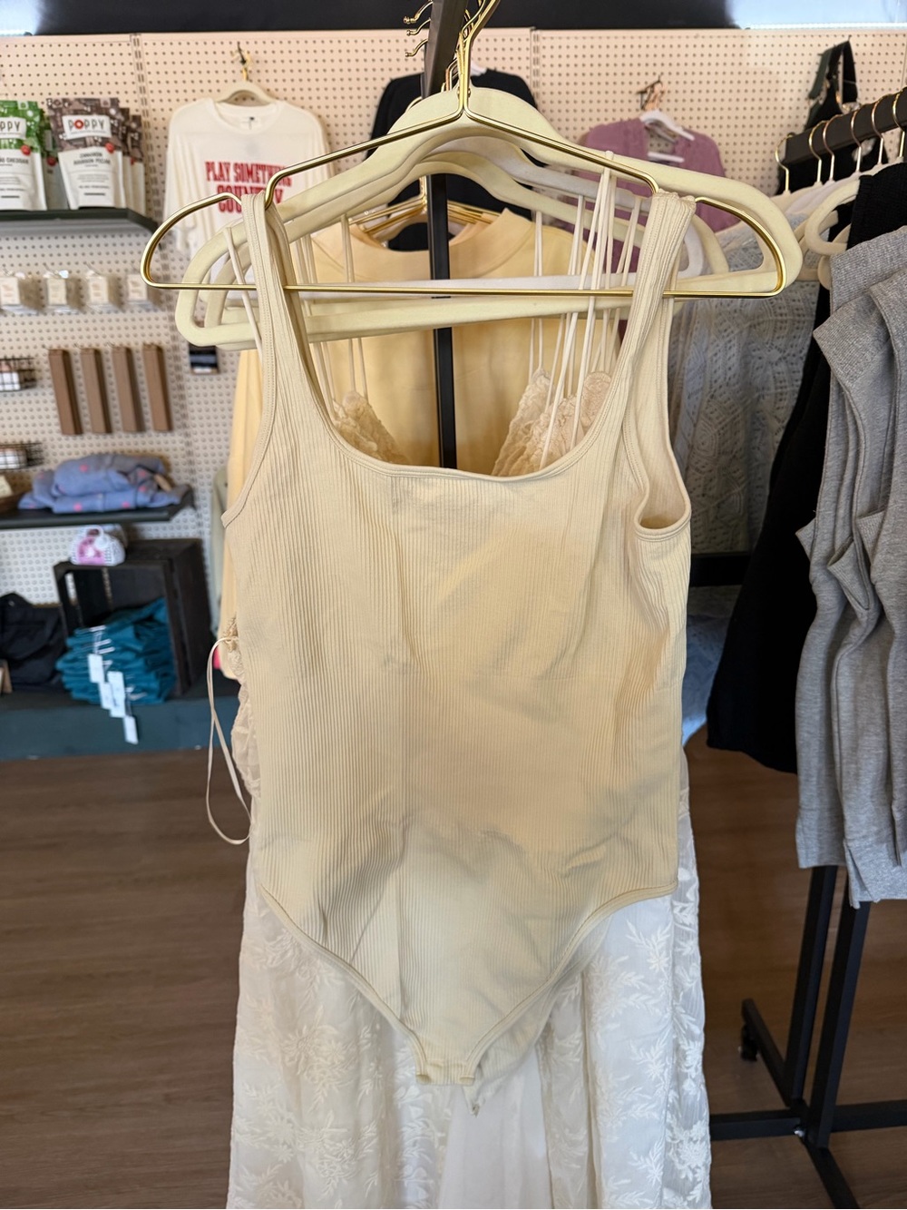 OQQ Women's Ribbed Tank Bodysuit - Cream, Black, and Grey (BOX 6)
